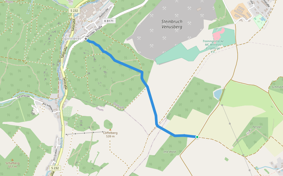 Ww Venusberg Spinnerei-Planetenweg walking route map in Drebach