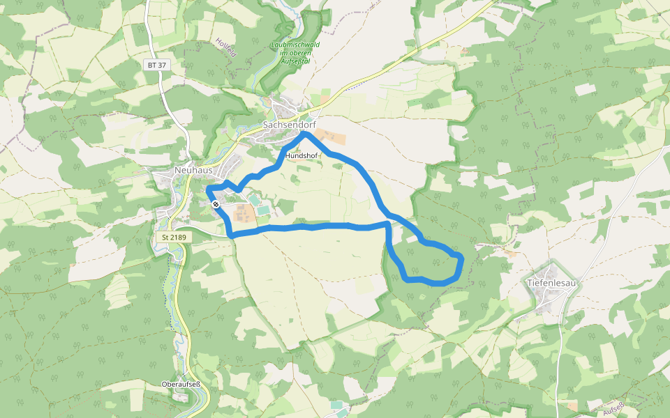 Räuberhöhle Hohlloch walking route map in Aufseß