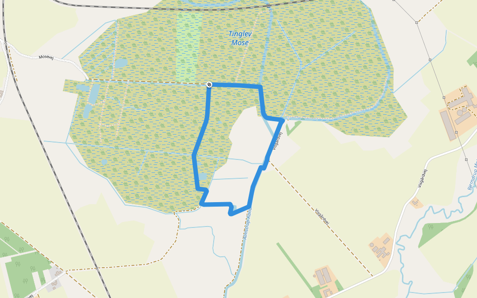 Tinglev Mose walking route map in Tinglev
