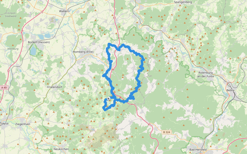 Knüllwald Rundweg K1 walking route map in Homberg (Efze)