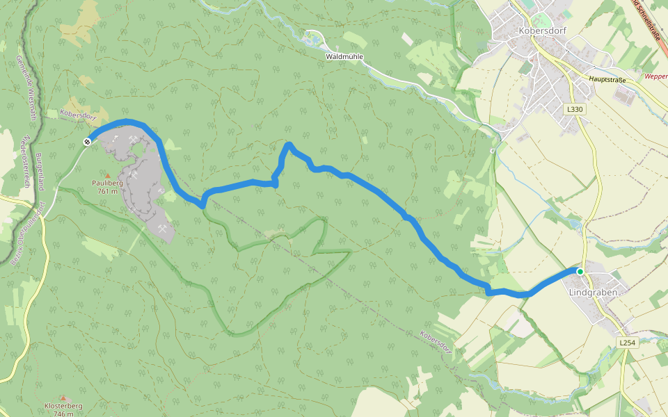 Lindgraben - Pauliberg walking route map in Lindgraben