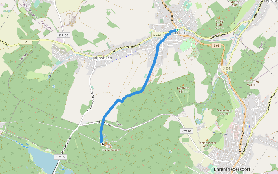 Ww Greifensteine-Thum walking route map in Thum