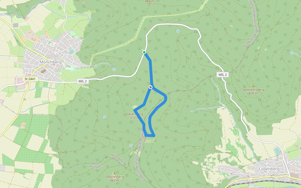 Blauer Pilz, Rundwanderweg Mönchberg walking route map in Mönchberg