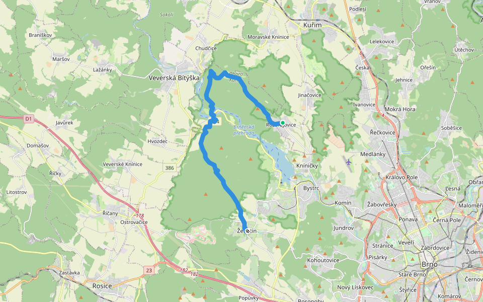 [M] Žebětín - Rozdrojovice walking route map in Rozdrojovice