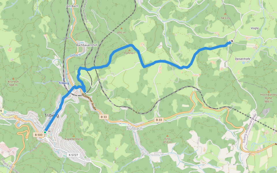 Triberg - Staude walking route map in Triberg im Schwarzwald