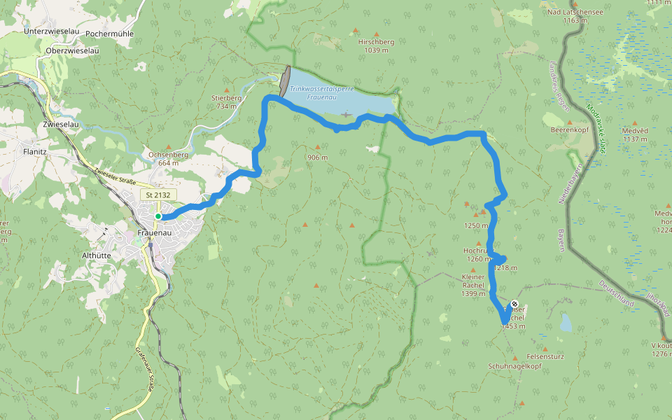Siebenstern walking route map in Frauenau