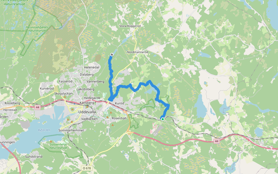 Bohusleden - Etapp 13 Glimmingen - Bjursjön walking route map in Uddevalla