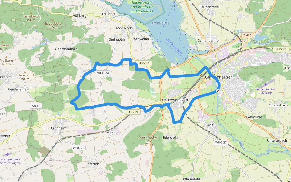 Altmühl Panoramaweg Schlaufe 1 Teufelsmauer-Weg walking route map in Gunzenhausen