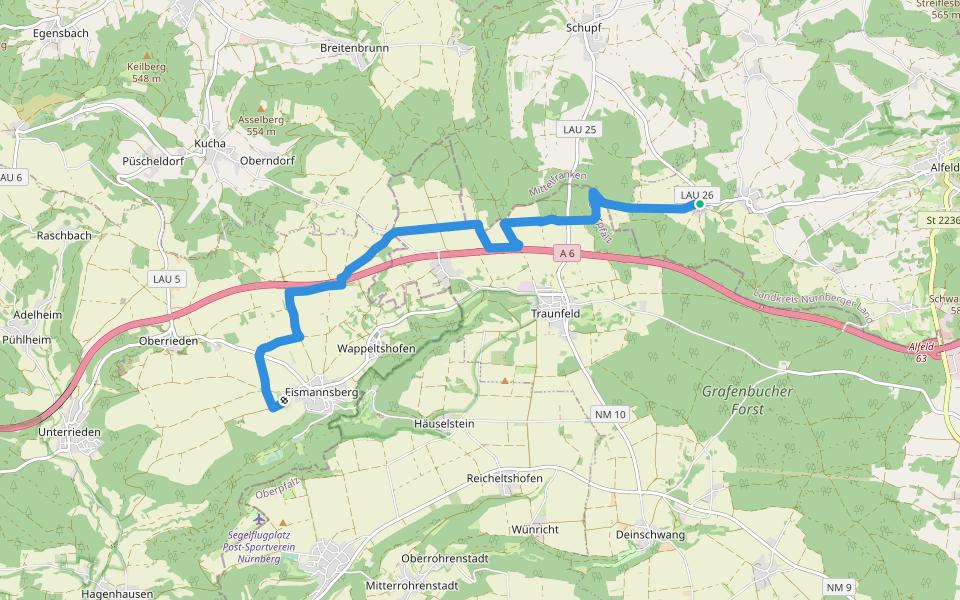 Landkreislauf Nürnberger Land 2011 Etappe 2 walking route map in Alfeld