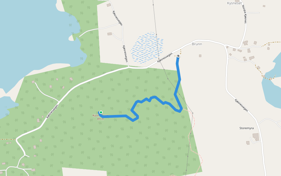 Kjøsnesåsen walking route map in Hellevik i Fjaler
