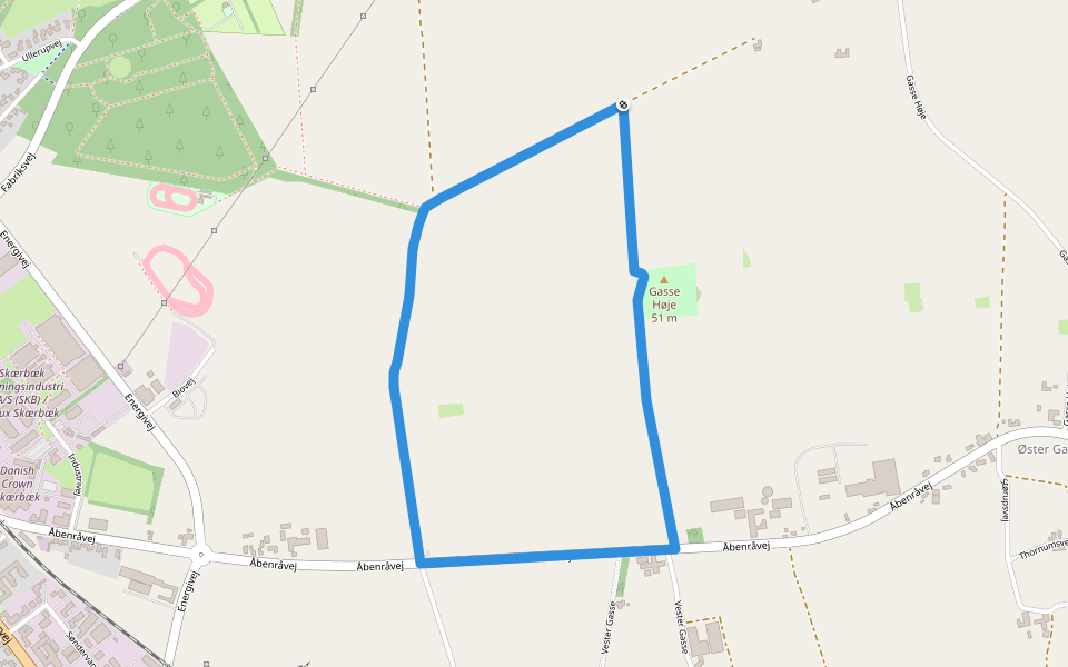 Sporet ved Gasse Høje, gul rute walking route map in Skærbæk