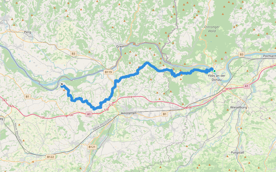Jakobsweg walking route map in Persenbeug
