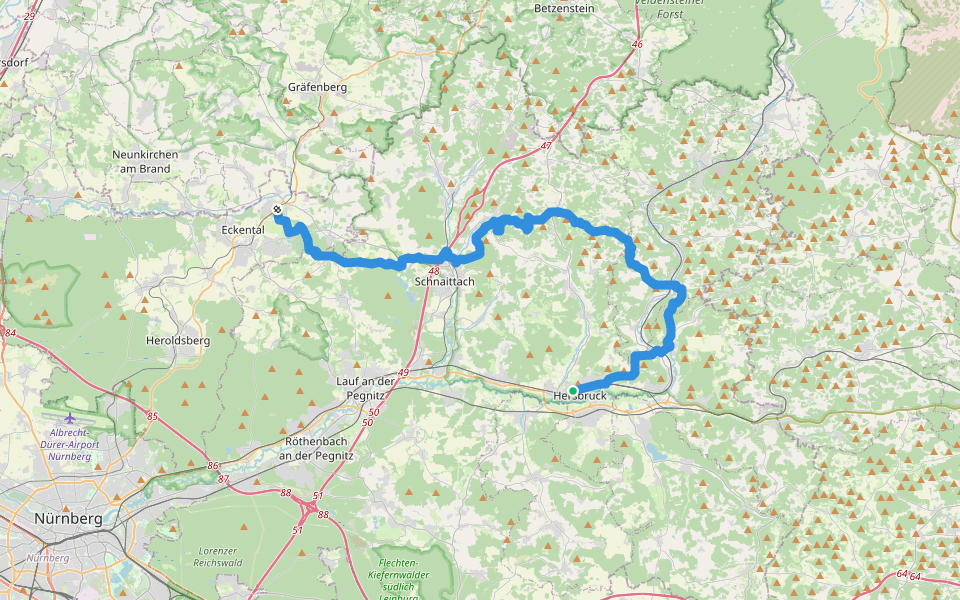 Heroldsteig walking route map in Hersbruck