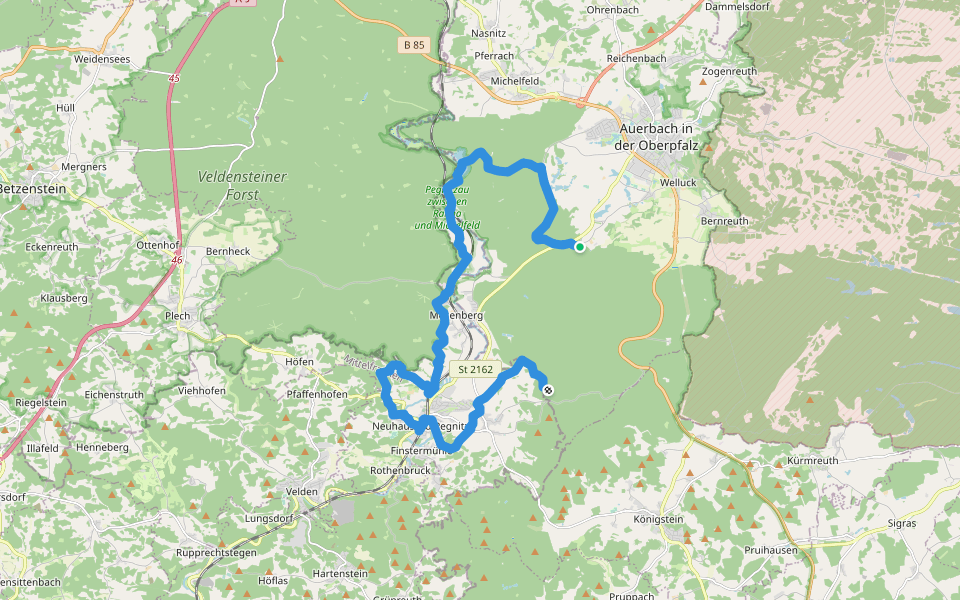 Erzweg Neuhauser Schlaufe walking route map in Auerbach in der Oberpfalz