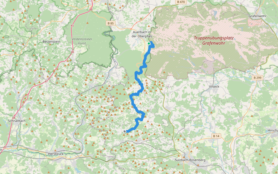 Erzweg Königssteiner Schlaufe walking route map in Auerbach in der Oberpfalz