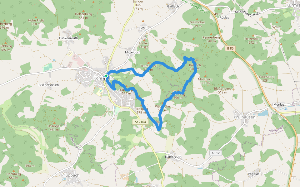 Königsteiner Gipfelrunde walking route map in Königstein