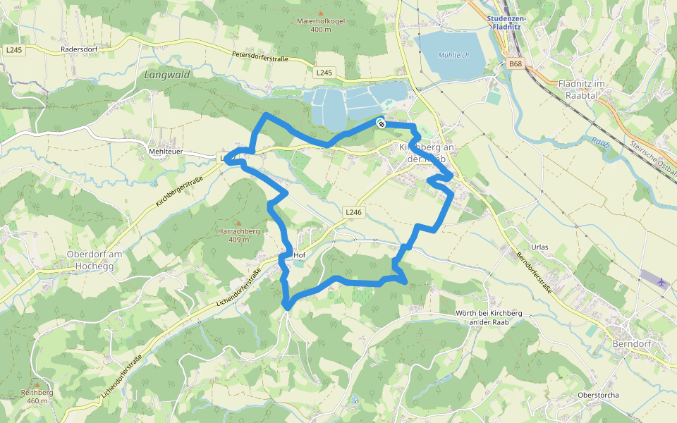 Kirchberg Vitalrunde Ortsrunde walking route map in Kirchberg an der Raab