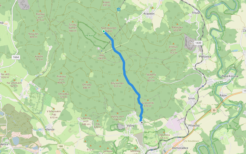 [M] Nový dvůr - rozcestí U Tunelu walking route map in Křemže