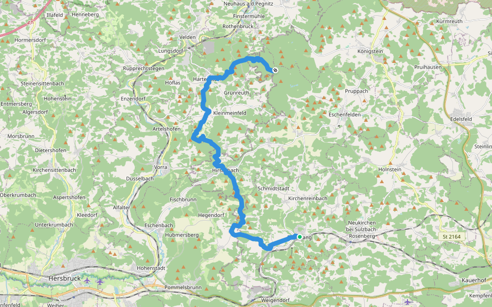 Erzweg Hirschbacher Schlaufe walking route map in Etzelwang