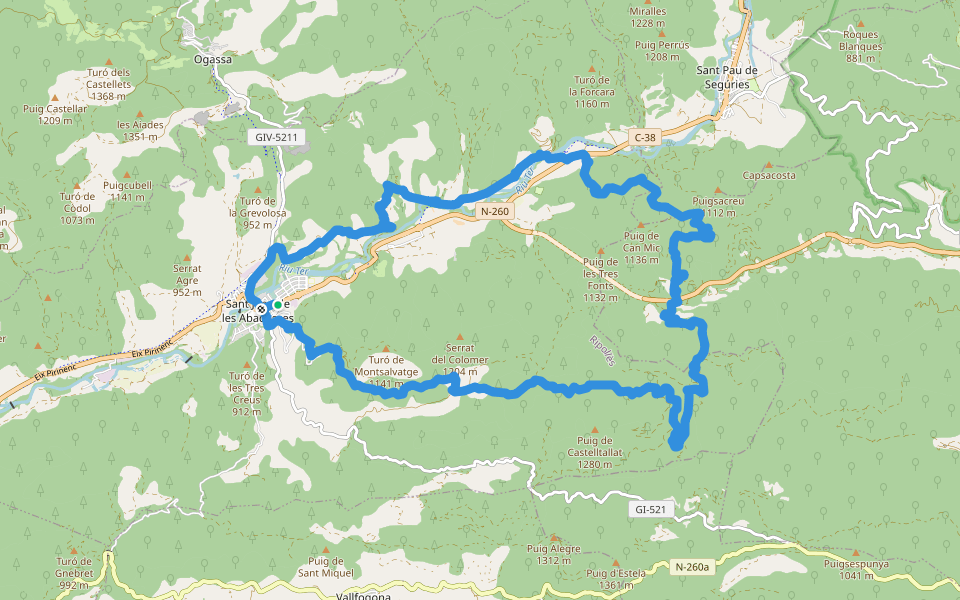 PR-C 60 Sender de les quatre ermites walking route map in Sant Joan de les Abadesses