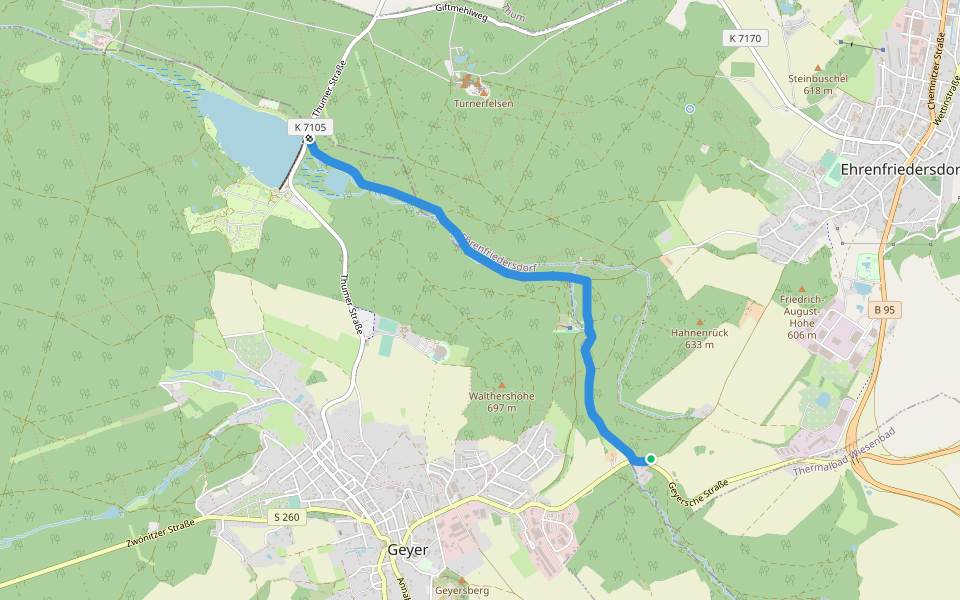 Ww Greifenbachmühle-Greifenbachstauweiher walking route map in Ehrenfriedersdorf