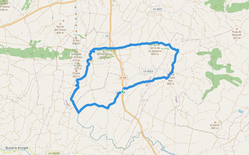 PR-C 55 Sender de la serra de Montclar walking route map in Preixens