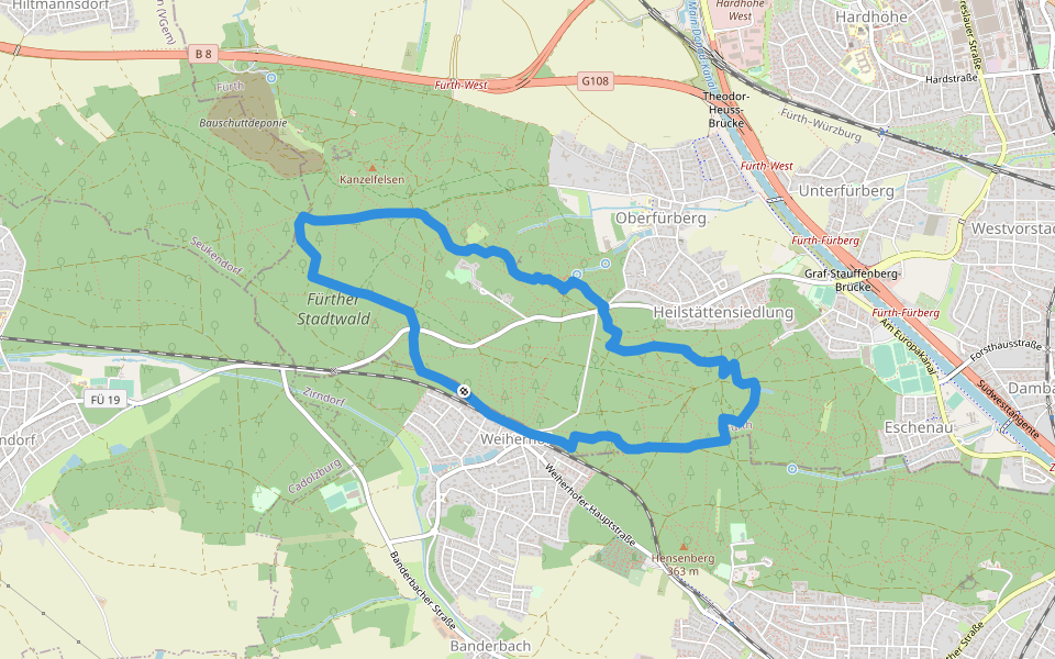 Wanderweg "Marmaris" walking route map in Zirndorf