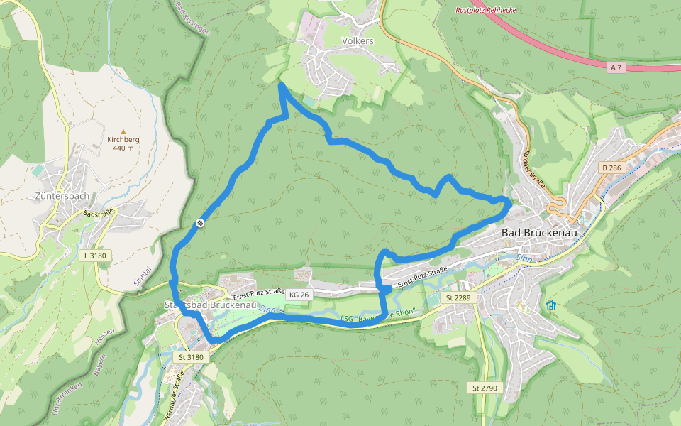 Extratour Königsweg walking route map in Bad Brückenau