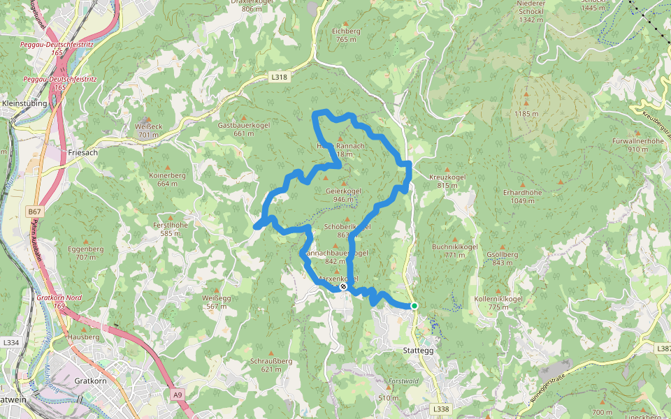 Rannach Rundweg 766 walking route map in Hub