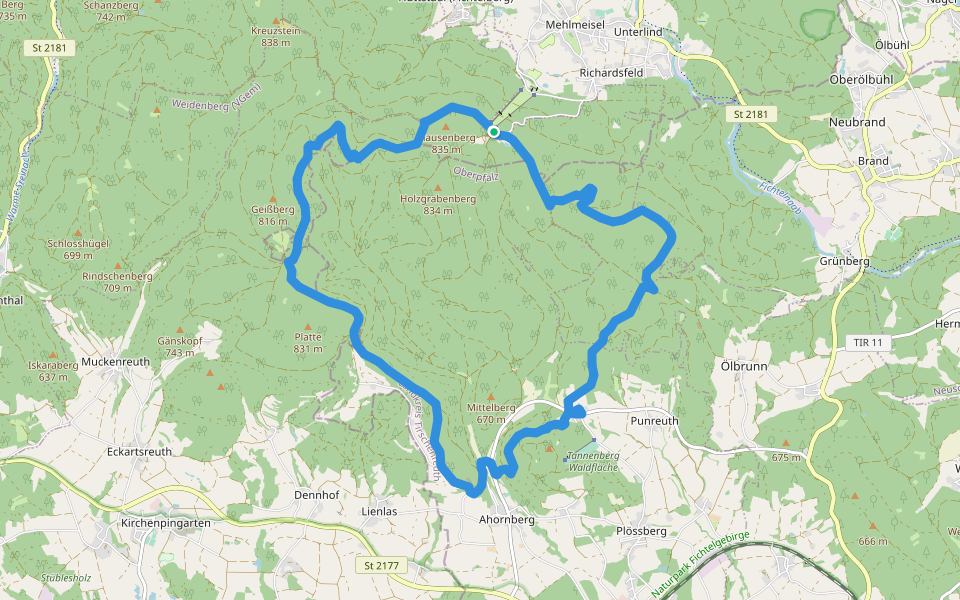 Flötztalweg walking route map in Mehlmeisel