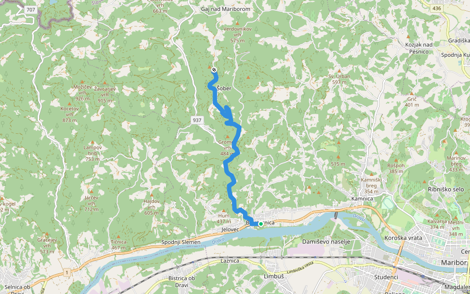 Bresternica - Tojzlov vrh walking route map in Bresternica