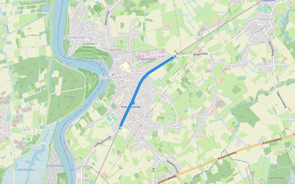 85-102 walking route map in Puurs-Sint-Amands