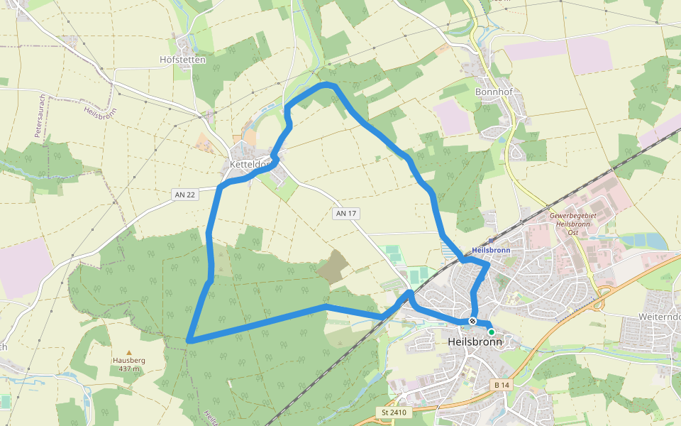 Heilsbronner Rundweg 2 walking route map in Heilsbronn