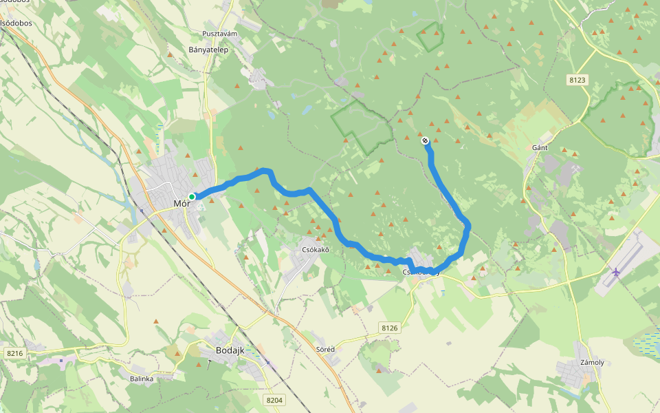 Z (Mór – Csákberény – Géza-pihenő) walking route map in Mór