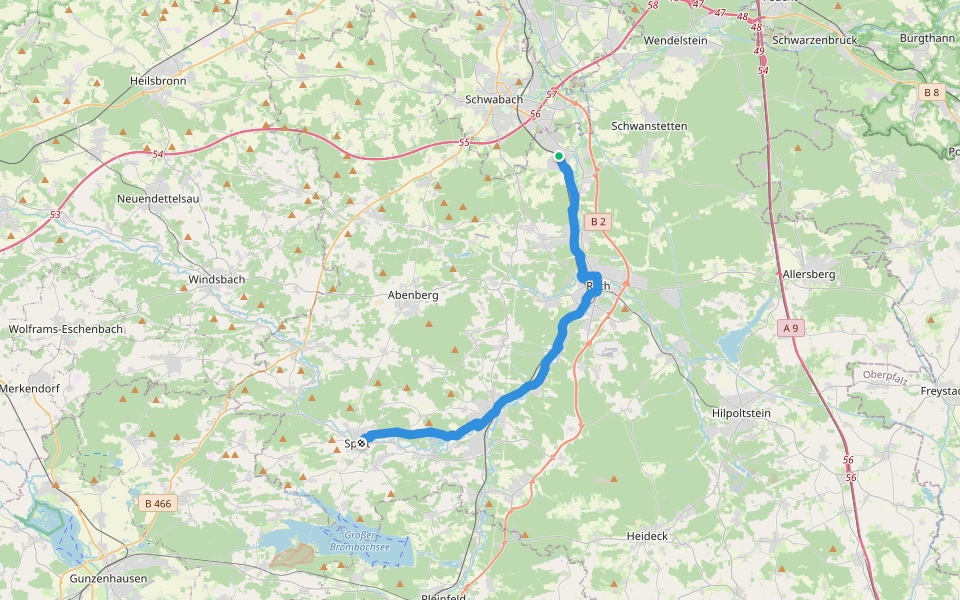 Rednitz-Rezat-Weg walking route map in Rednitzhembach