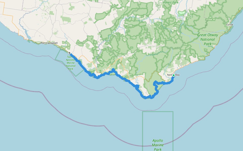 Great Ocean Walk walking route map in Apollo Bay