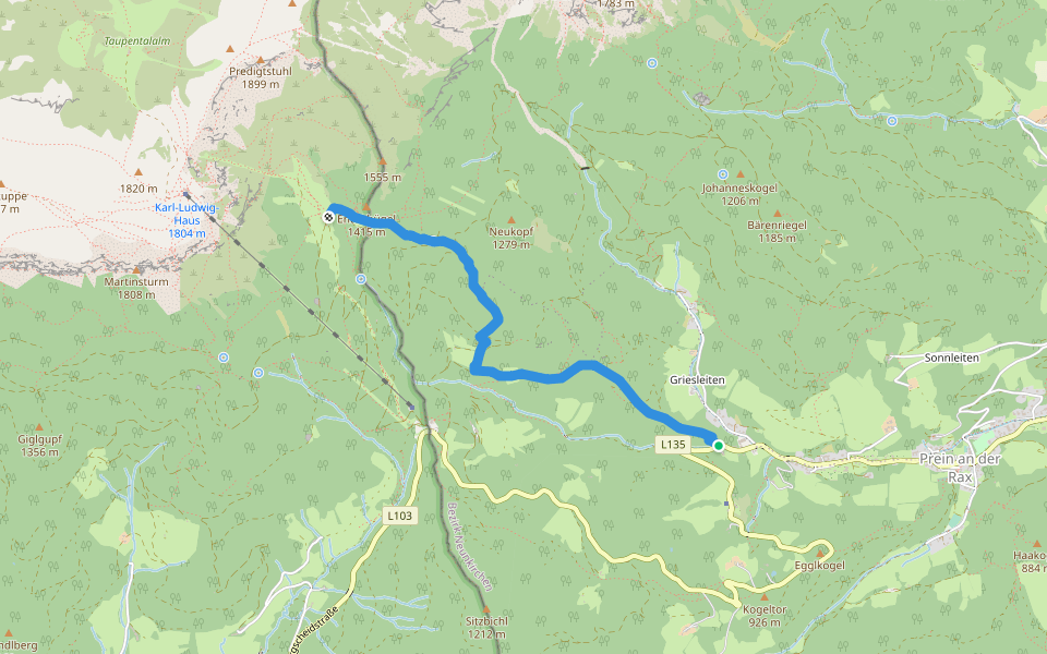 Wanderweg 43 walking route map in Prein an der Rax