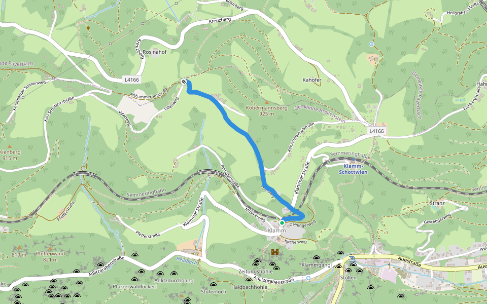 Althammerhof - Klamm walking route map in Breitenstein