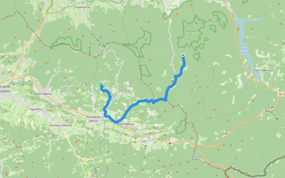 [M] Polana - Suchá walking route map in Prostřední Bečva