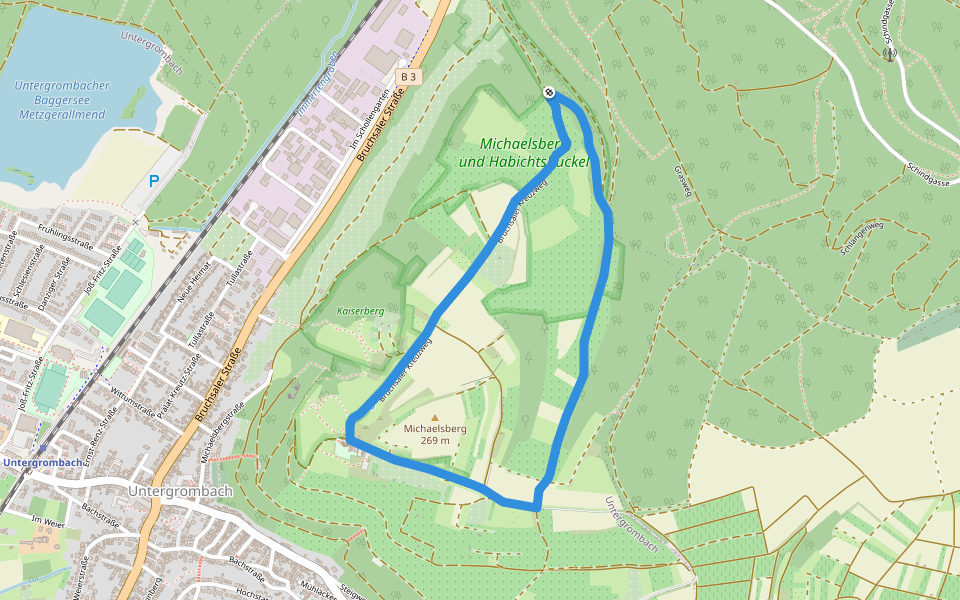 Bruchsaler Kreuzweg und Grund walking route map in Bruchsal