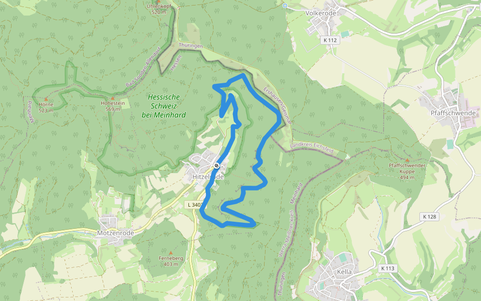 RW 5 Wolfstisch walking route map in Meinhard