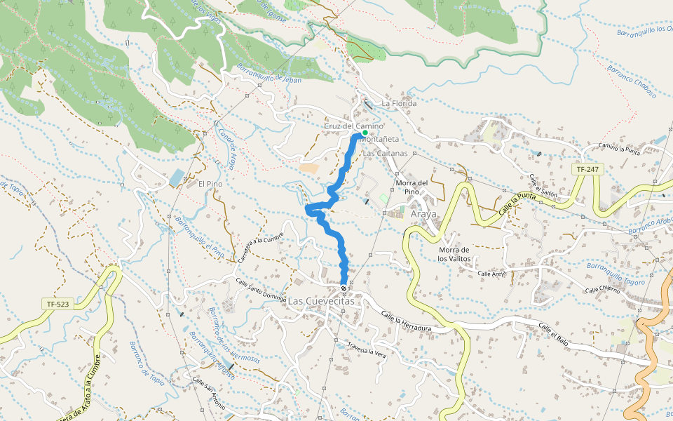 SL TF 296.1 Barranco El Rincón walking route map in Araya