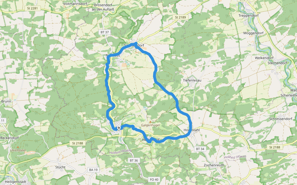 Brauereienweg Aufseß walking route map in Aufseß
