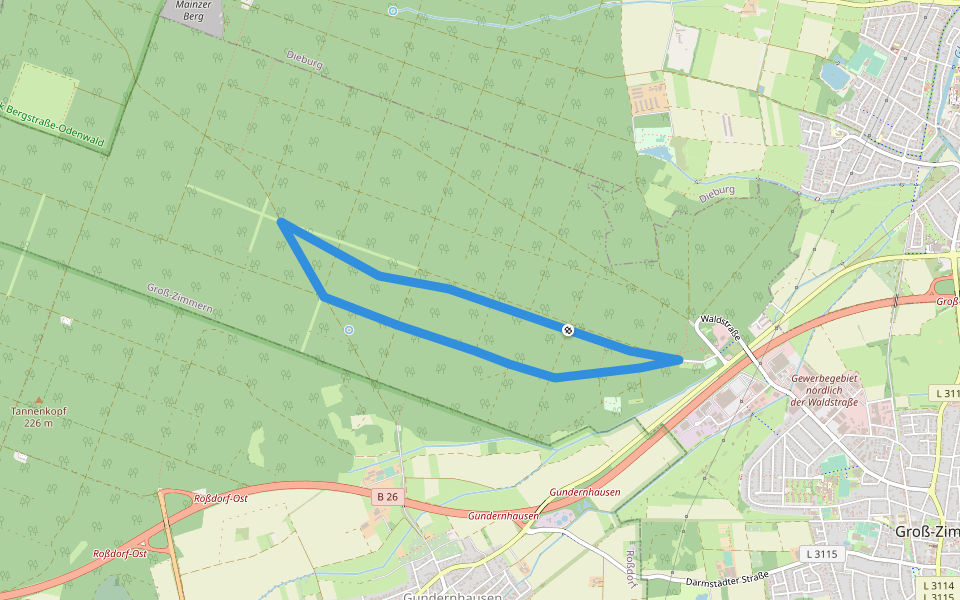 Wingertsborn-Weg walking route map in Groß-Zimmern