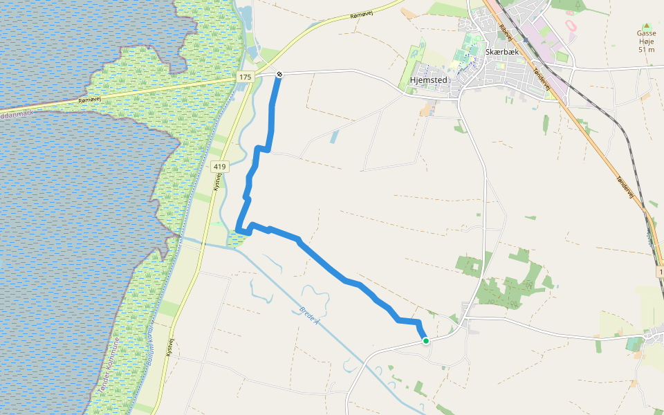 Æ' Markmandssti walking route map in Skærbæk
