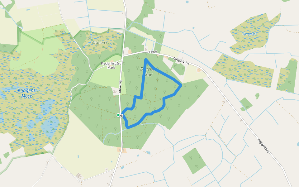 Draved Skov, øst walking route map in Løgumkloster