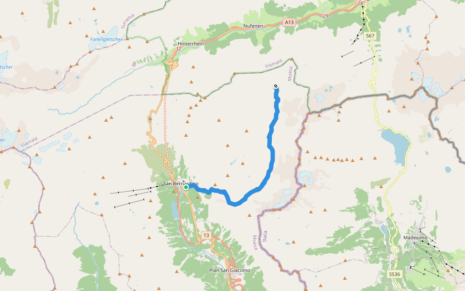 Ancubona - Alp de Rog walking route map in S