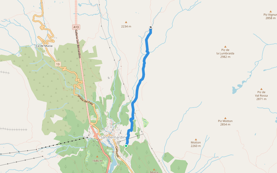 Acubona - Cassina da Vignun walking route map in S
