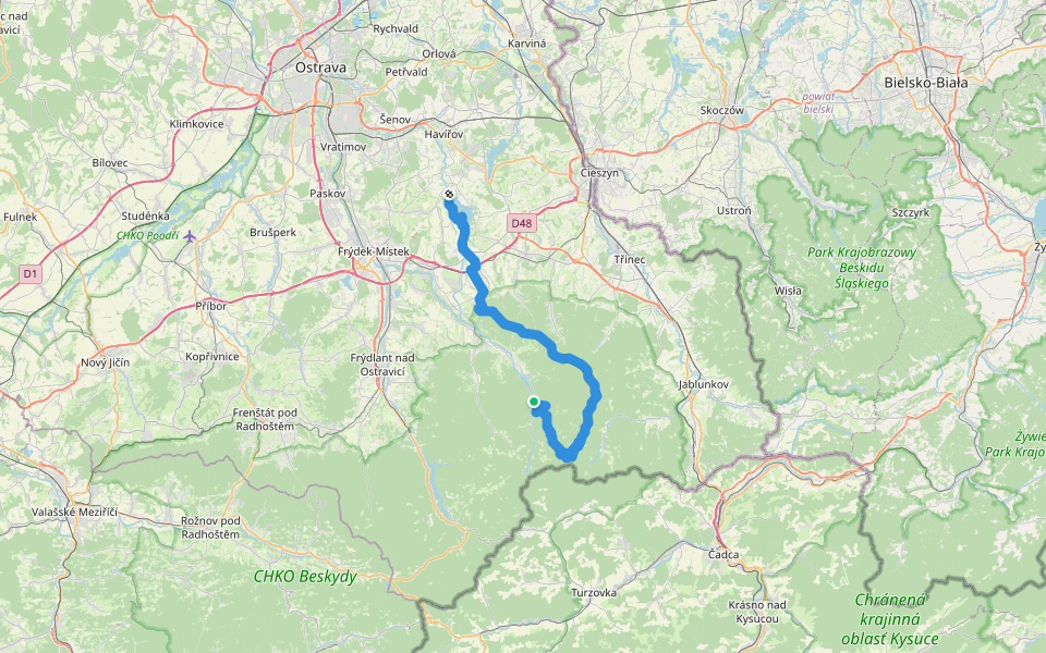 [Č] Žermanice (přehrada) - Morávka walking route map in Morávka