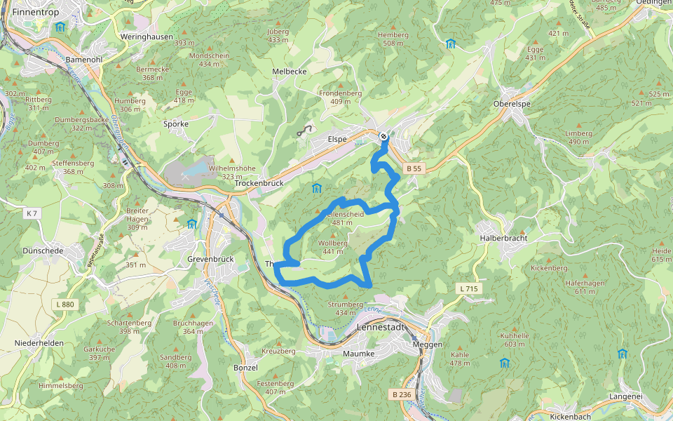 Elspe Rundweg A17 walking route map in Lennestadt